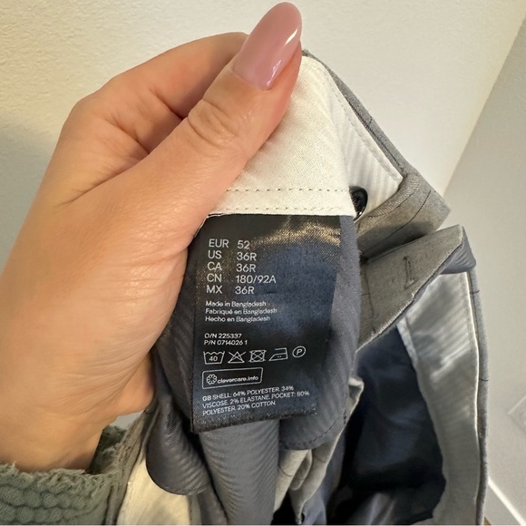 H&M Gray Windowpane Classic Casual Pants Size 36 Regular Men’s Slim Straight - Picture 7 of 7